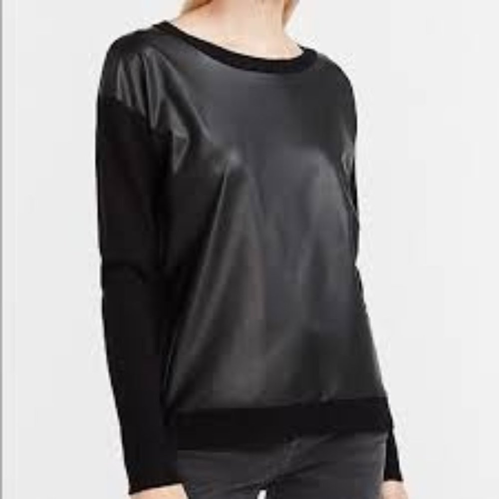 Express Vegan Leather Pieced Sweater